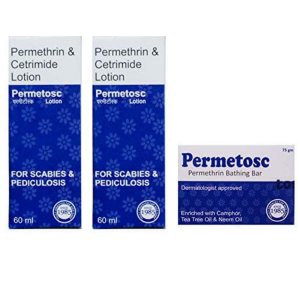 Anti Lice Permethrin Permetosc Anti-Tick Lotion 60 Ml (Pack Of-2) And Soap (Pack Of-1) Combo