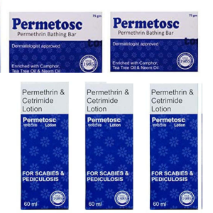 Anti Lice Permethrin Permetosc Anti-Tick Lotion 60 Ml (Pack Of-3) And Soap (Pack Of-2) Combo
