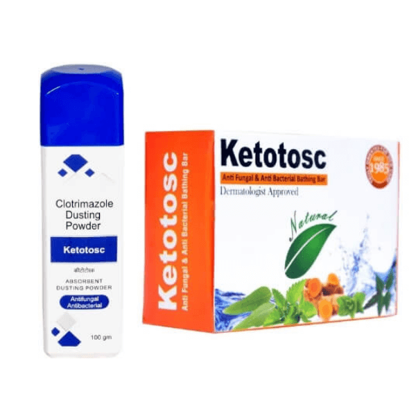 Ketotosc Antifungal, Antibacterial Dusting Powder 100Gm And Soap 75Gm Combo Pack